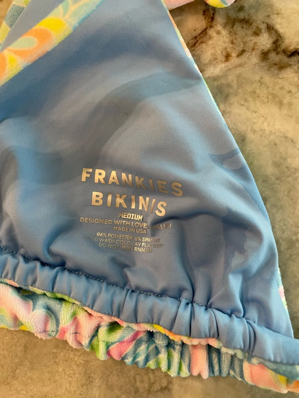 Frankies Bikinis Sunshower Tia Terry Cloth Triangle Bikini Cheeky Floral Medium